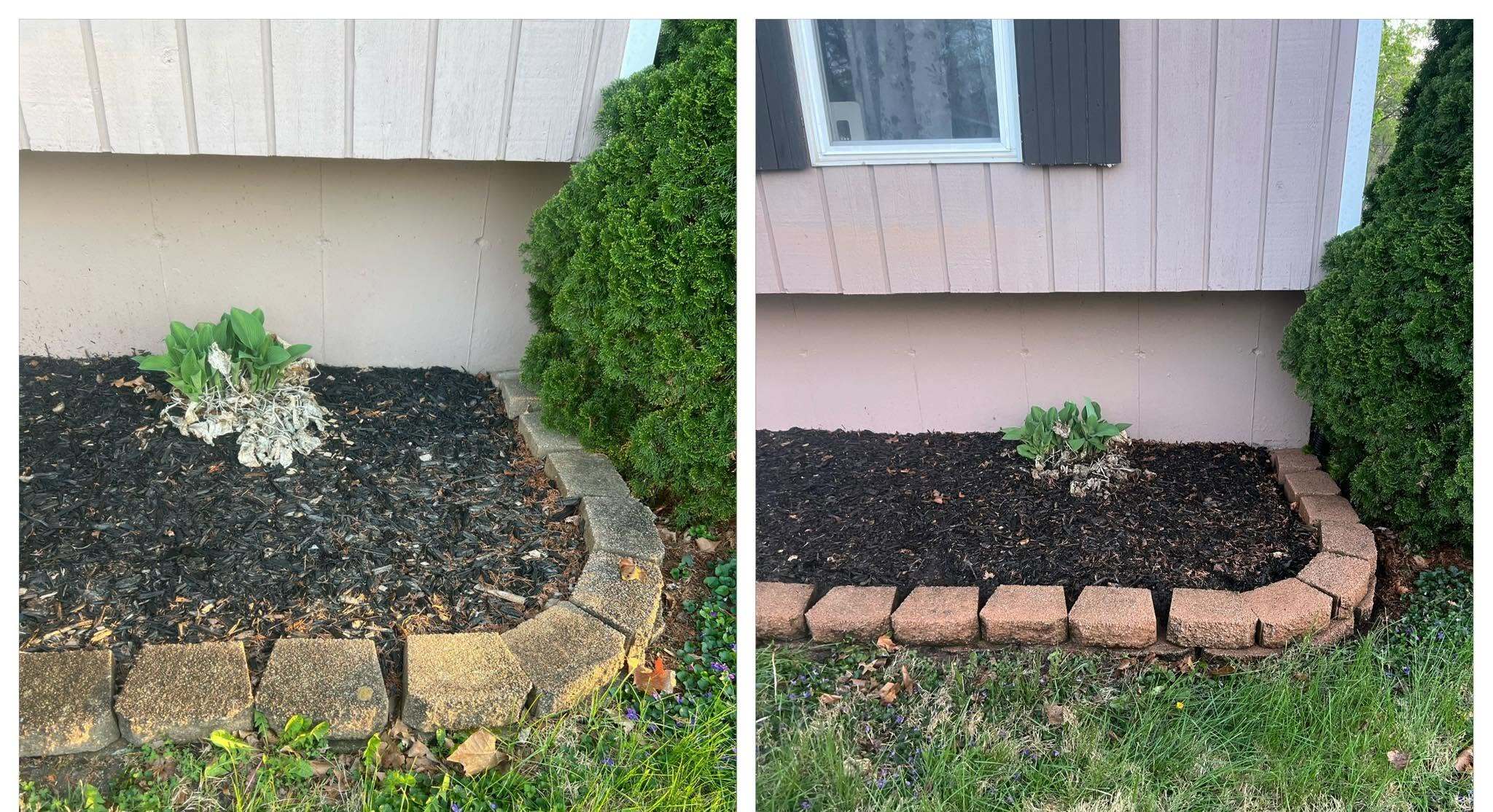 Paver border before and after cleaning